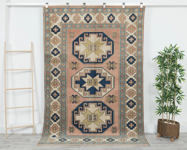 Pink Turkish Oushak Rug 5' 4" x 7' 11" Hand-Knotted | No. VR61513