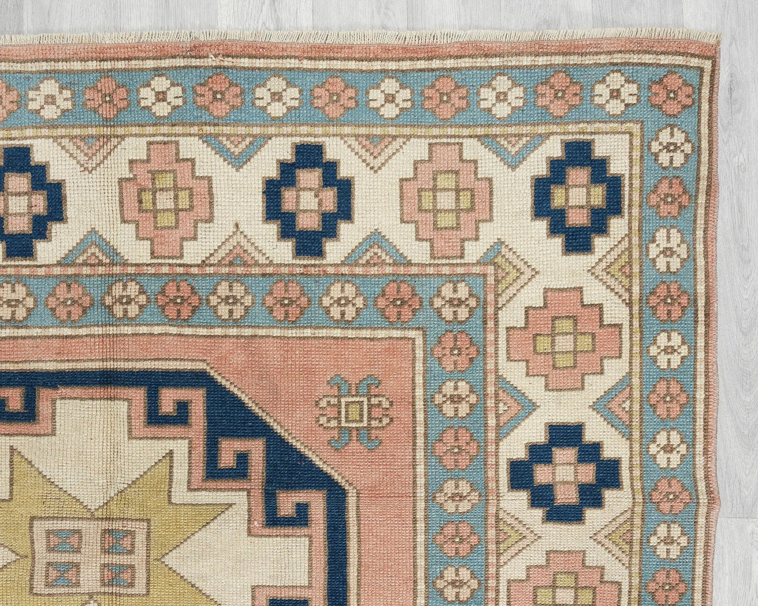 Pink Turkish Oushak Rug 5' 4" x 7' 11" Hand-Knotted | No. VR61513