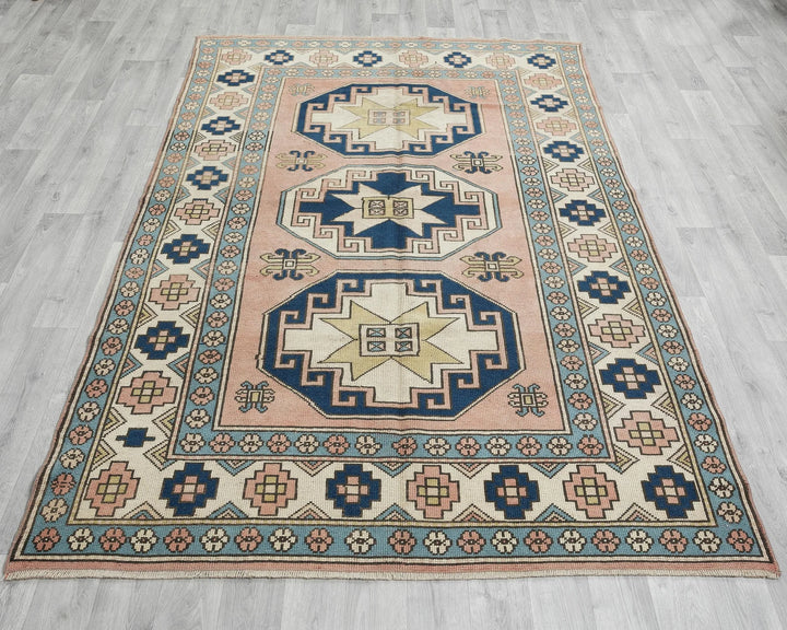 Pink Turkish Oushak Rug 5' 4" x 7' 11" Hand-Knotted | No. VR61513
