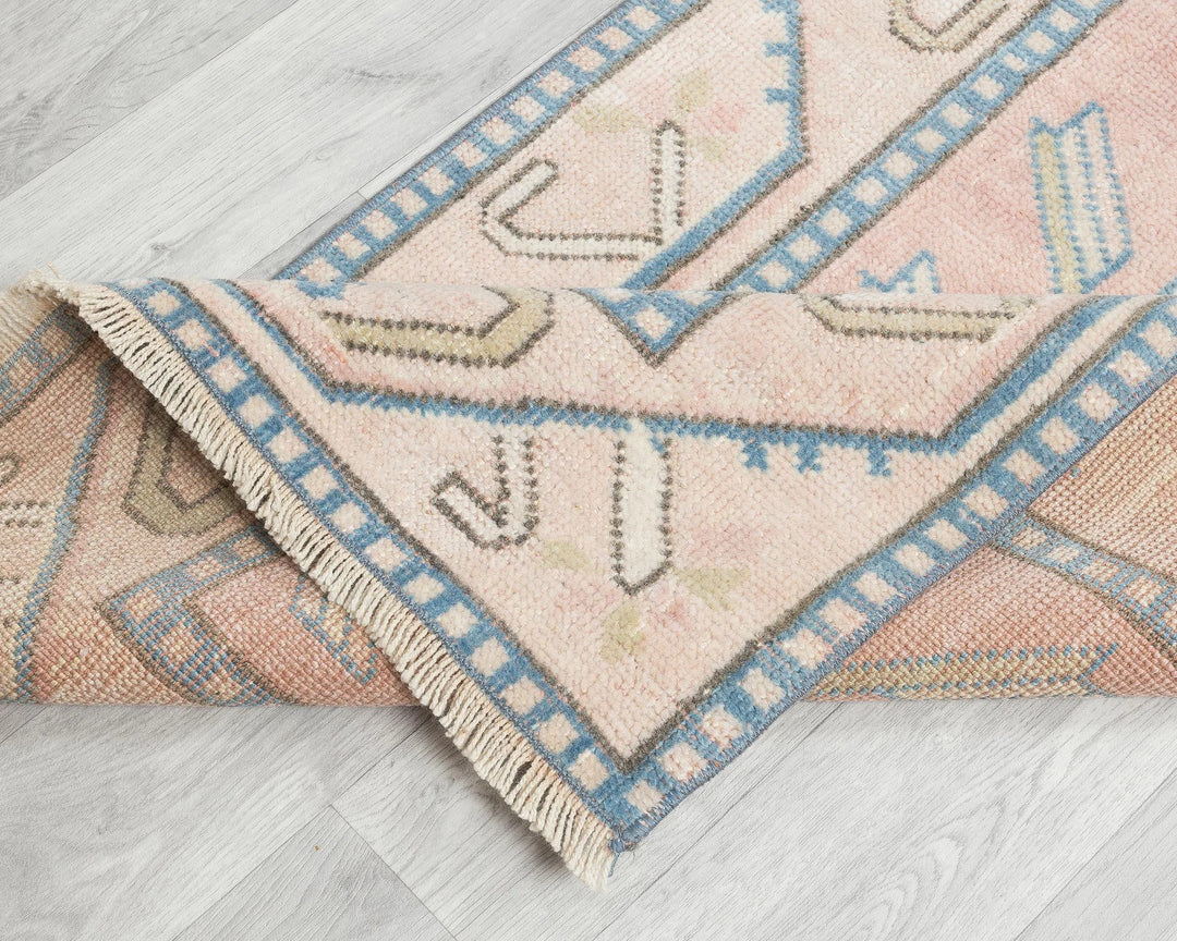Beige Turkish Oushak Rug 2'4" x 10'6" Hand-Knotted | No. VR61567