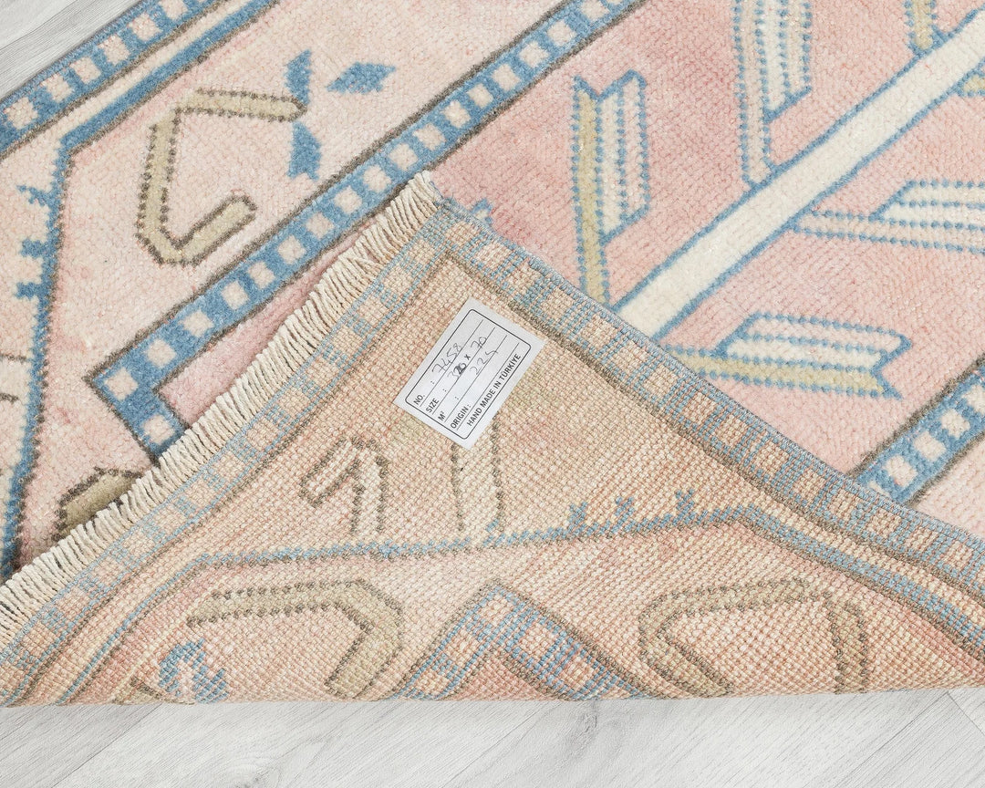 Beige Turkish Oushak Rug 2'4" x 10'6" Hand-Knotted | No. VR61567