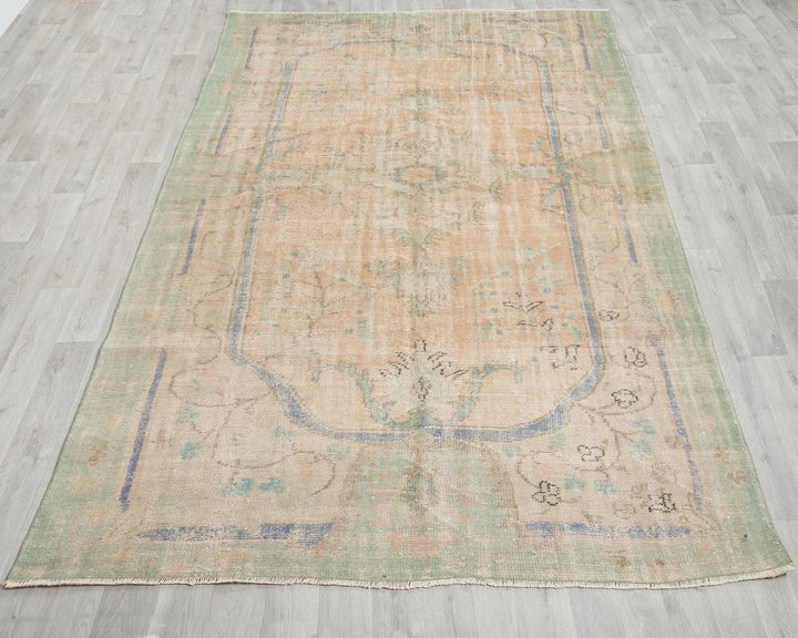 Multicolor Turkish Oushak Rug 6'6" x 10'10" Hand-Knotted | No. VR61624
