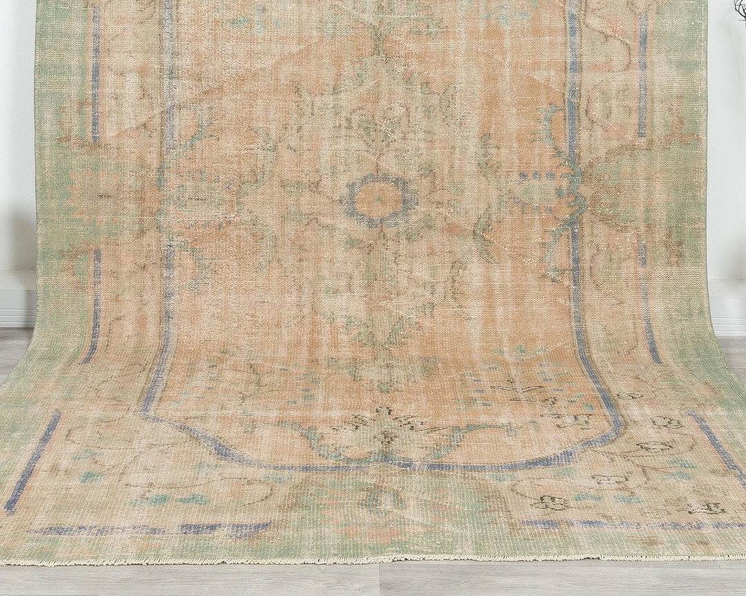 Multicolor Turkish Oushak Rug 6'6" x 10'10" Hand-Knotted | No. VR61624