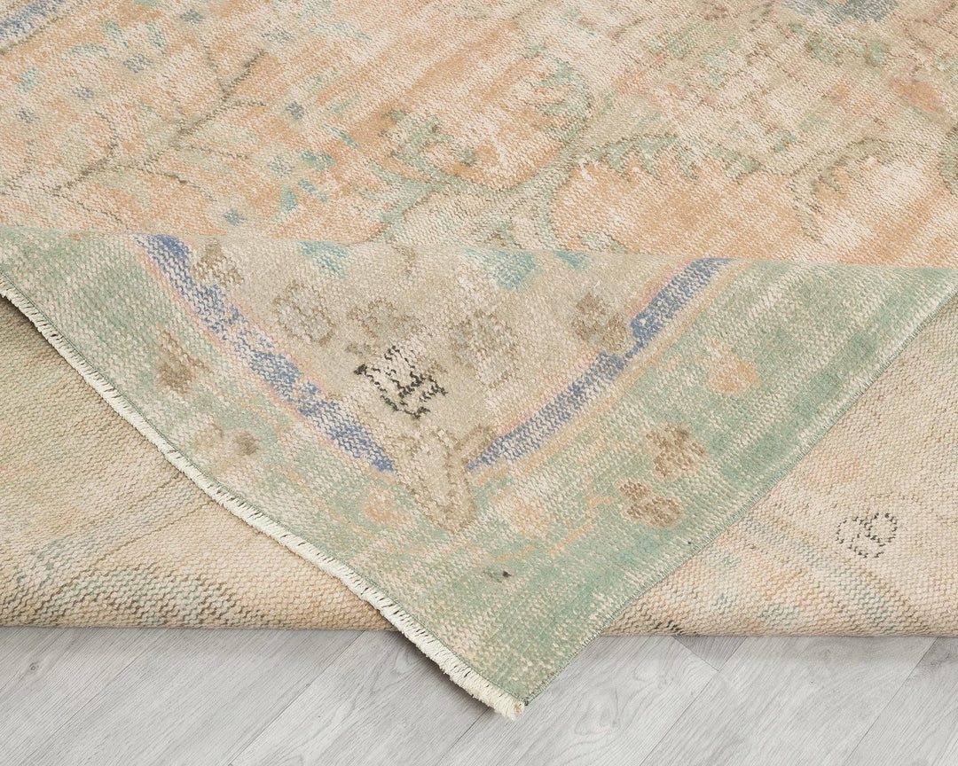Multicolor Turkish Oushak Rug 6'6" x 10'10" Hand-Knotted | No. VR61624