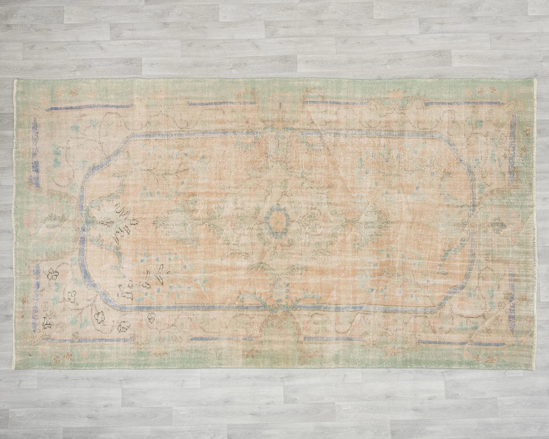 Multicolor Turkish Oushak Rug 6'6" x 10'10" Hand-Knotted | No. VR61624