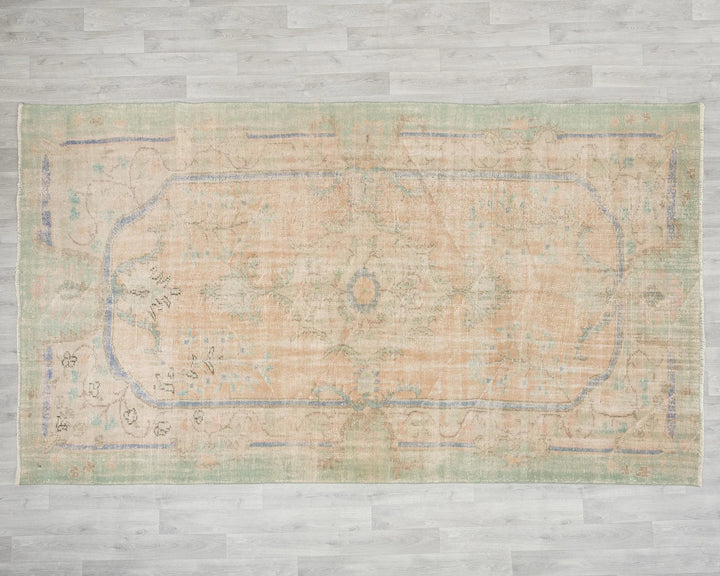 Multicolor Turkish Oushak Rug 6'6" x 10'10" Hand-Knotted | No. VR61624