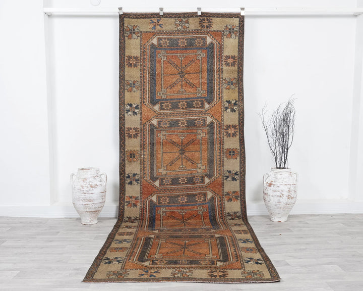 Multicolor Turkish Oushak Rug 3' 11" x 11' Hand-Knotted | No. VR61742