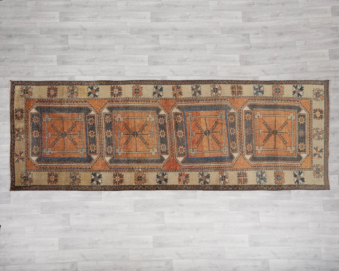 Multicolor Turkish Oushak Rug 3' 11" x 11' Hand-Knotted | No. VR61742