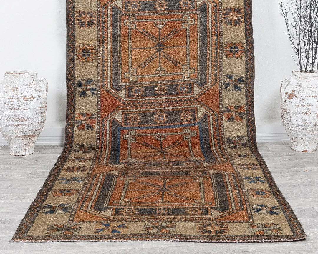 Multicolor Turkish Oushak Rug 3' 11" x 11' Hand-Knotted | No. VR61742