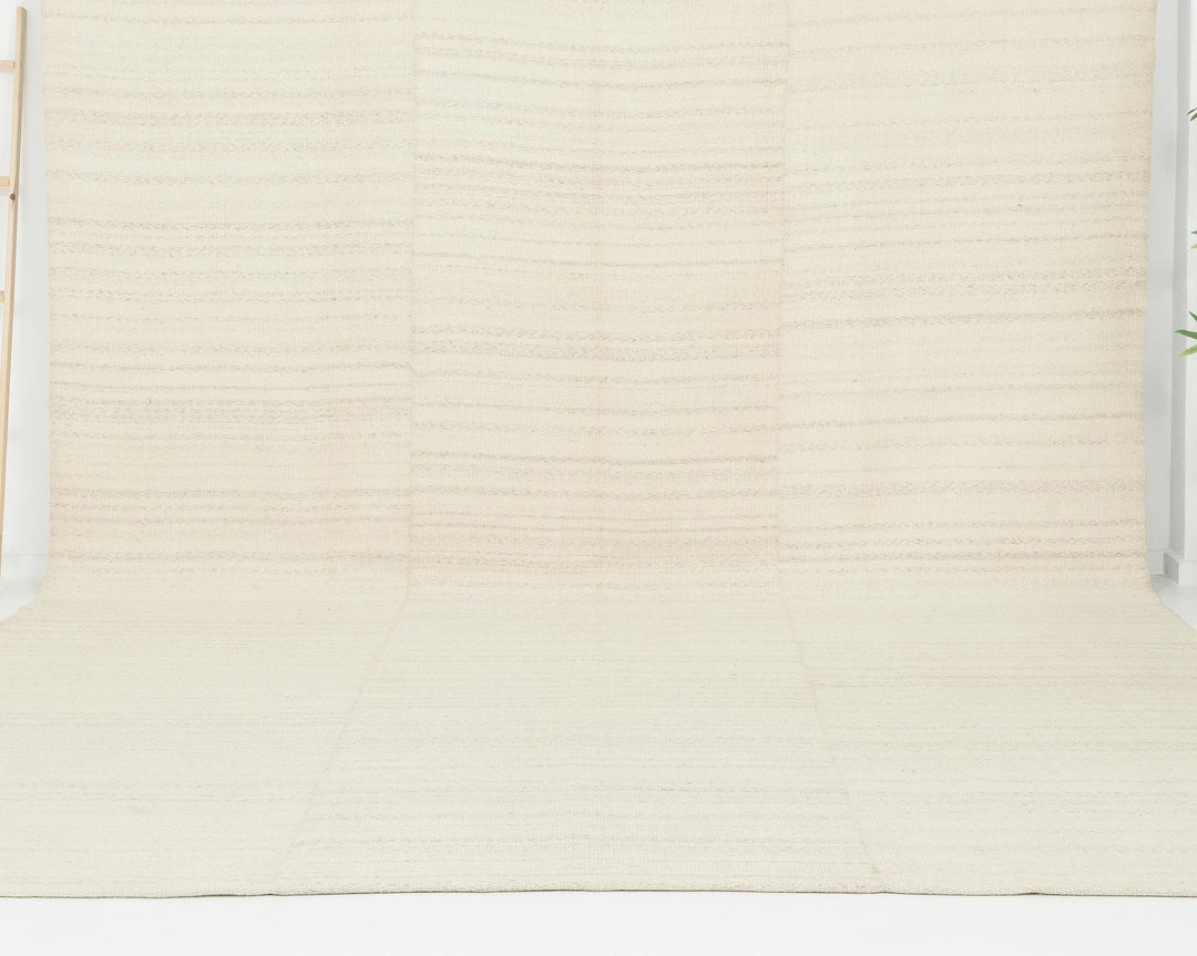 Beige Turkish Kilim Rug 9' 4" x 12' 8" Flat-Weave | No. VR61868