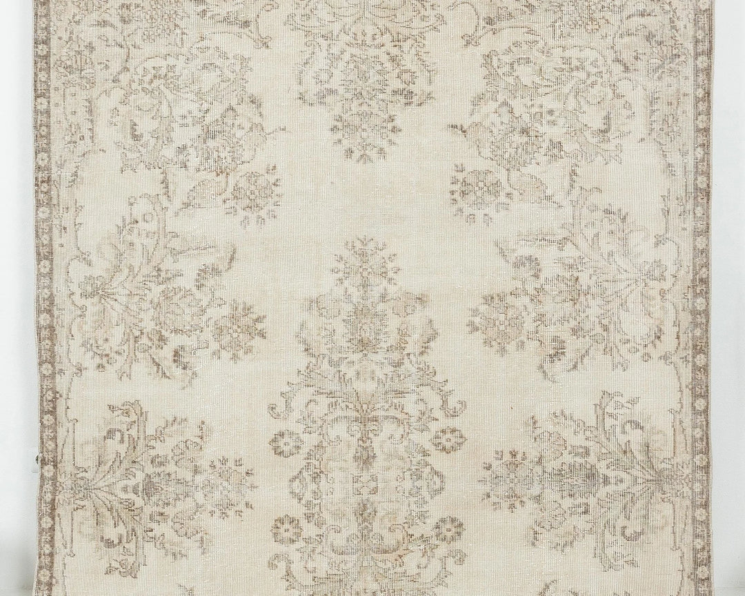 Beige Turkish Oushak Rug 6' 4" x 10' 4" Hand-Knotted | No. VR61962