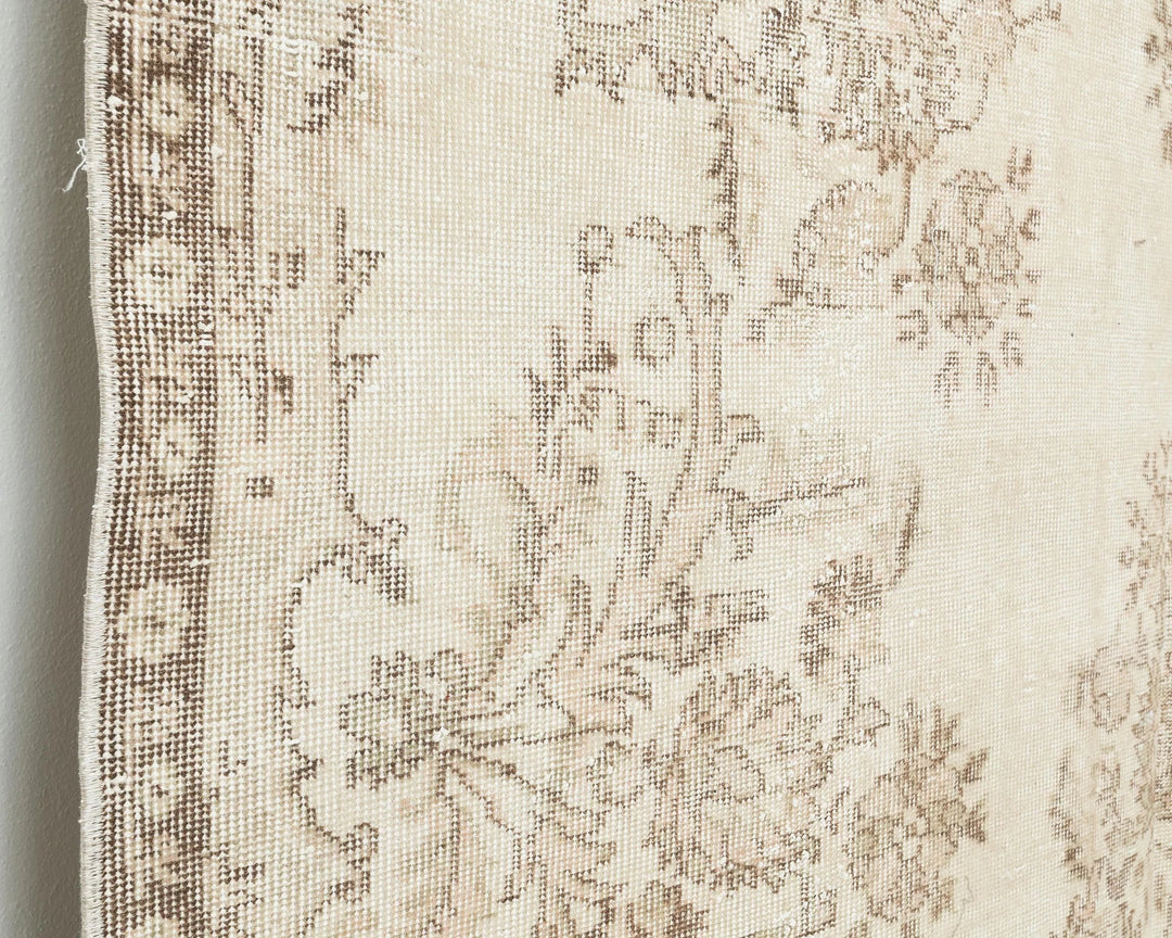 Beige Turkish Oushak Rug 6' 4" x 10' 4" Hand-Knotted | No. VR61962