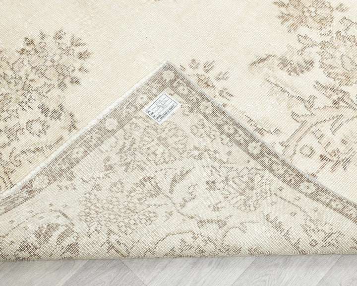 Beige Turkish Oushak Rug 6' 4" x 10' 4" Hand-Knotted | No. VR61962