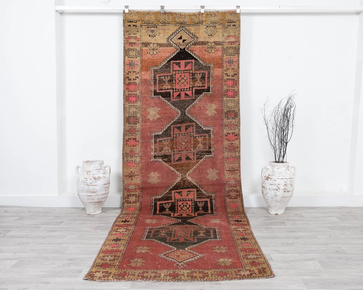 Multicolor Turkish Oushak Rug 3'4" x 11'6" Hand-Knotted | No. VR61964