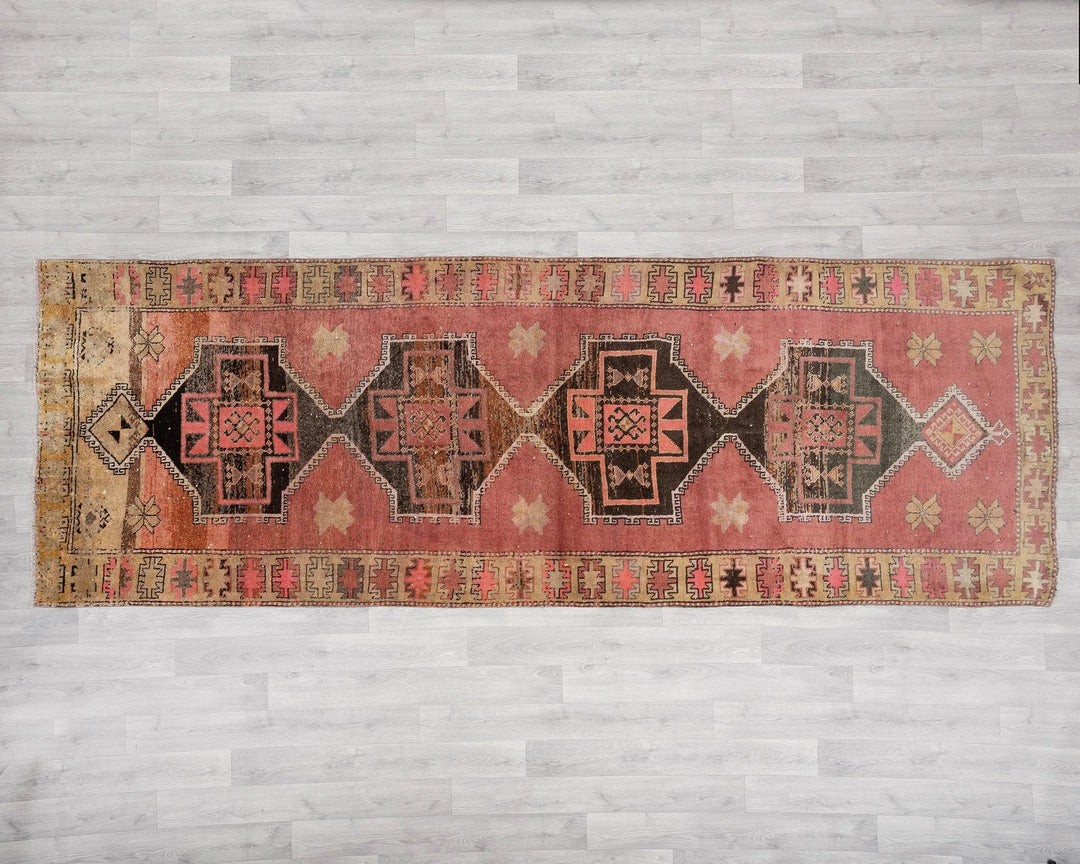 Multicolor Turkish Oushak Rug 3'4" x 11'6" Hand-Knotted | No. VR61964
