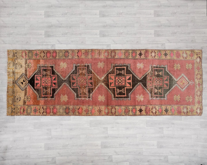 Multicolor Turkish Oushak Rug 3'4" x 11'6" Hand-Knotted | No. VR61964