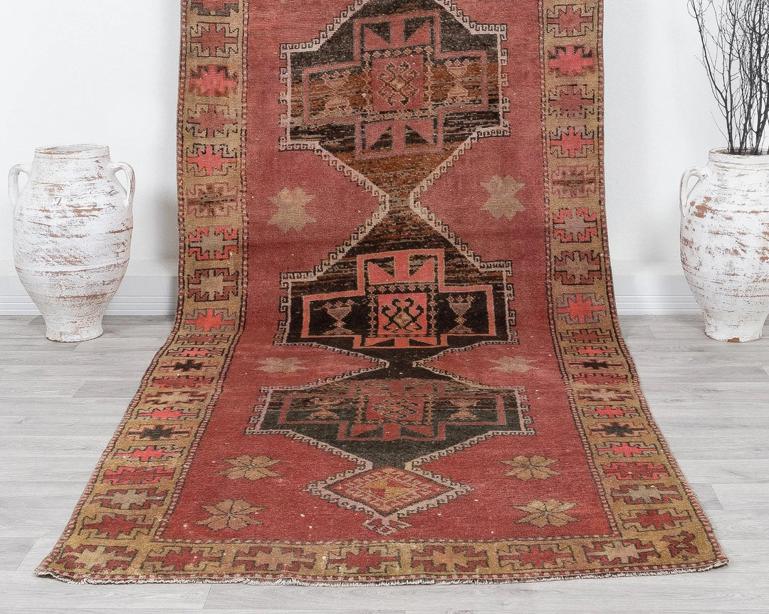 Multicolor Turkish Oushak Rug 3'4" x 11'6" Hand-Knotted | No. VR61964