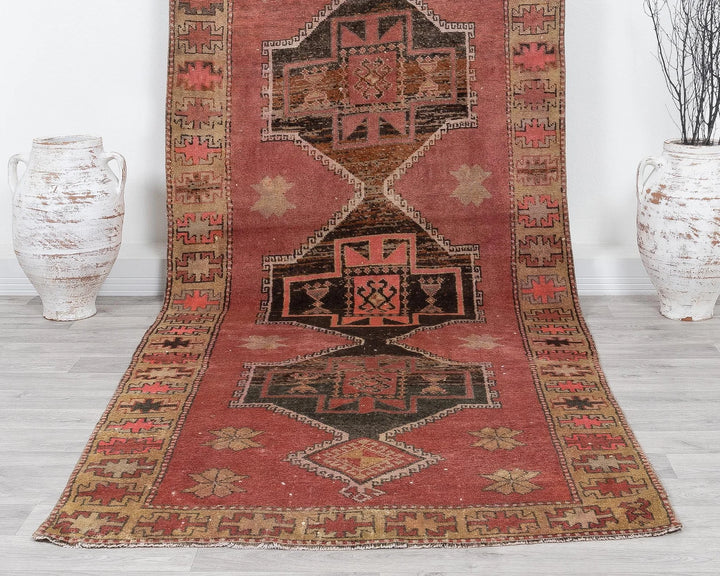 Multicolor Turkish Oushak Rug 3'4" x 11'6" Hand-Knotted | No. VR61964