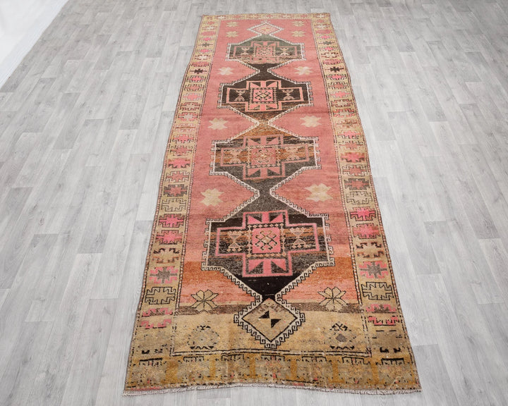Multicolor Turkish Oushak Rug 3'4" x 11'6" Hand-Knotted | No. VR61964