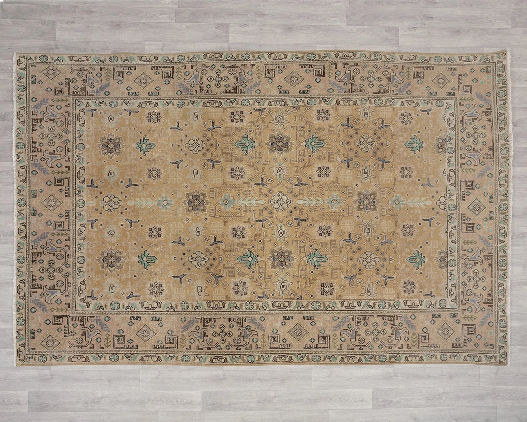 Multicolor Turkish Oushak Rug 6' 5" x 9' 5" Hand-Knotted | No. VR62046