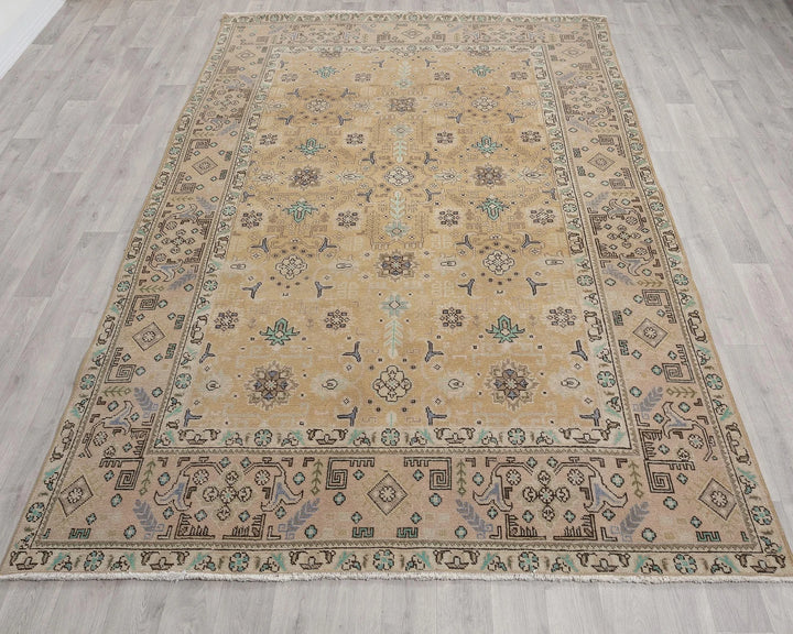 Multicolor Turkish Oushak Rug 6' 5" x 9' 5" Hand-Knotted | No. VR62046