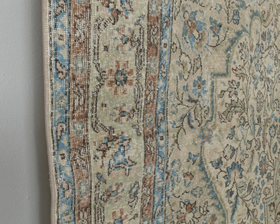 Multicolor Turkish Oushak Rug 6' 11" x 10' 2" Hand-Knotted close-up