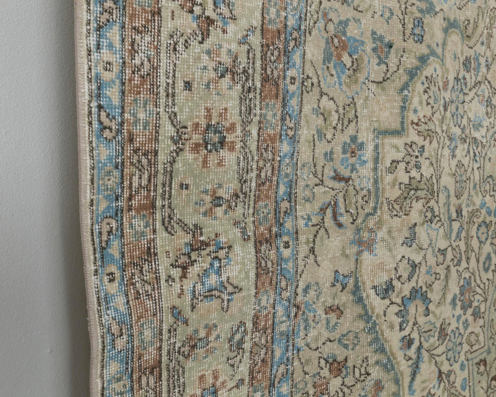 Multicolor Turkish Oushak Rug 6' 11" x 10' 2" Hand-Knotted close-up