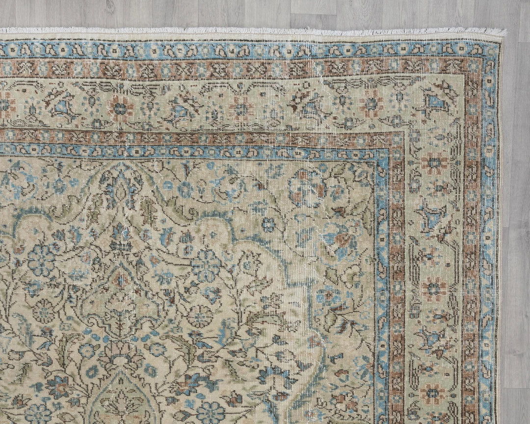 Multicolor Turkish Oushak Rug 6' 11" x 10' 2" Hand-Knotted pattern