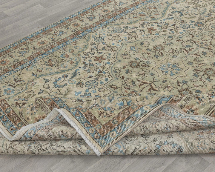 Multicolor Turkish Oushak Rug 6' 11" x 10' 2" Hand-Knotted field