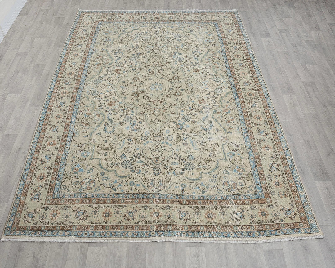 Multicolor Turkish Oushak Rug 6' 11" x 10' 2" Hand-Knotted reverse