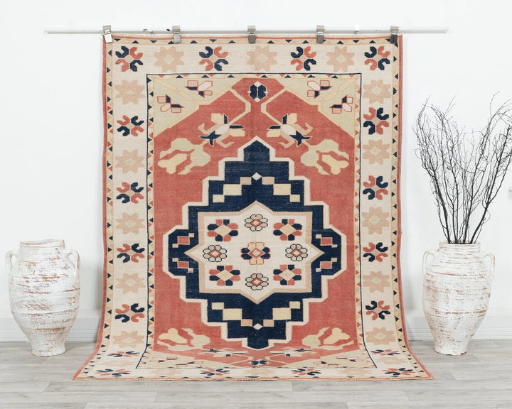 Multicolor Turkish Oushak Rug 4'11" x 6'11" Hand-Knotted | No. VR62133
