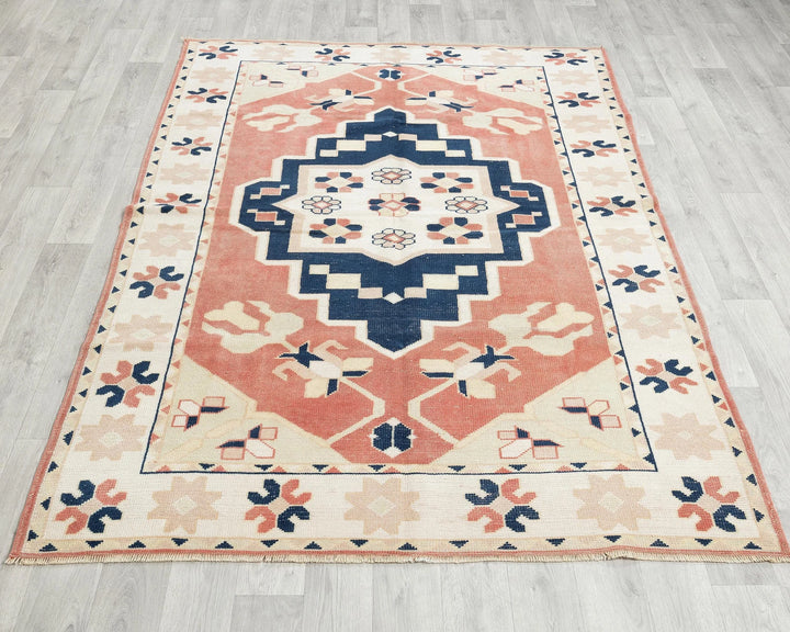 Multicolor Turkish Oushak Rug 4'11" x 6'11" Hand-Knotted | No. VR62133
