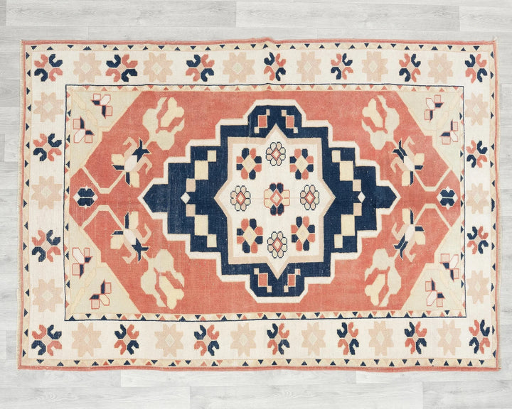 Multicolor Turkish Oushak Rug 4'11" x 6'11" Hand-Knotted | No. VR62133