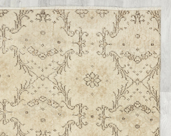 Beige Turkish Oushak Rug 6'9" x 3'8" Hand-Knotted | No. VR62430