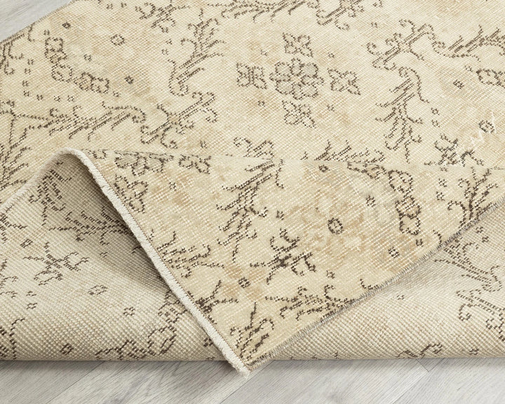 Beige Turkish Oushak Rug 6'9" x 3'8" Hand-Knotted | No. VR62430
