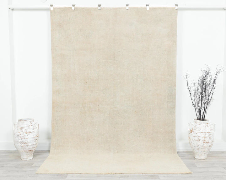 Beige Turkish Oushak Rug 9' x 6' 3" Hand-Knotted | No. VR62530