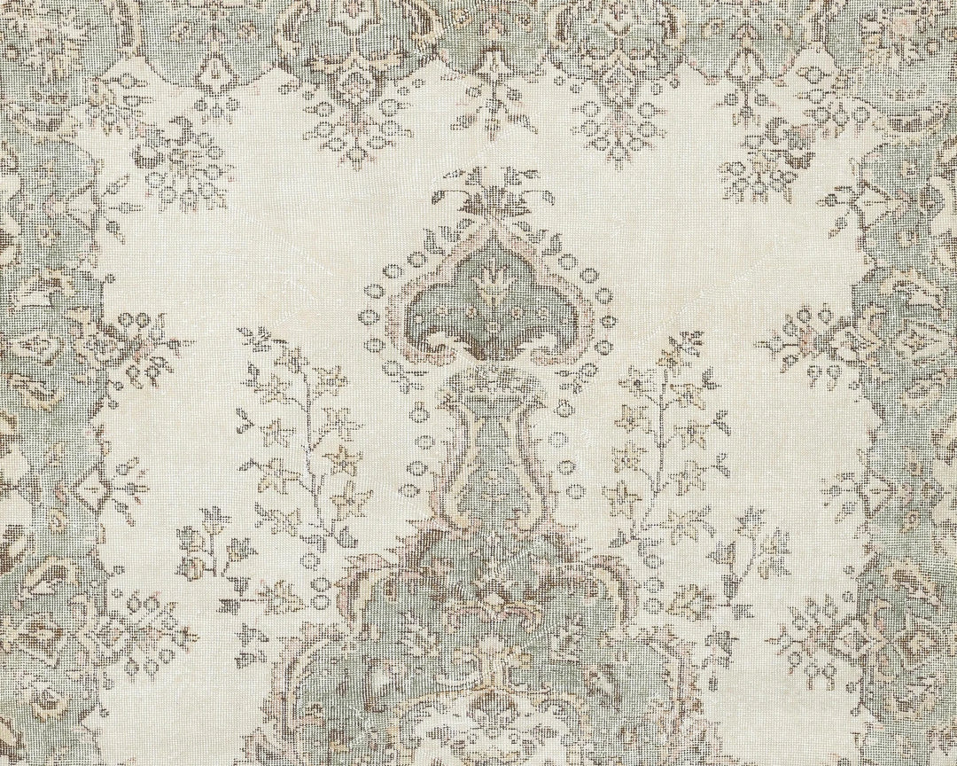 Beige Turkish Oushak Rug 9' 6" x 5' 9" Hand-Knotted | No. VR62682