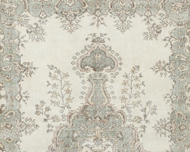 Beige Turkish Oushak Rug 9' 6" x 5' 9" Hand-Knotted | No. VR62682