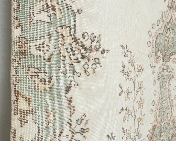 Beige Turkish Oushak Rug 9' 6" x 5' 9" Hand-Knotted | No. VR62682