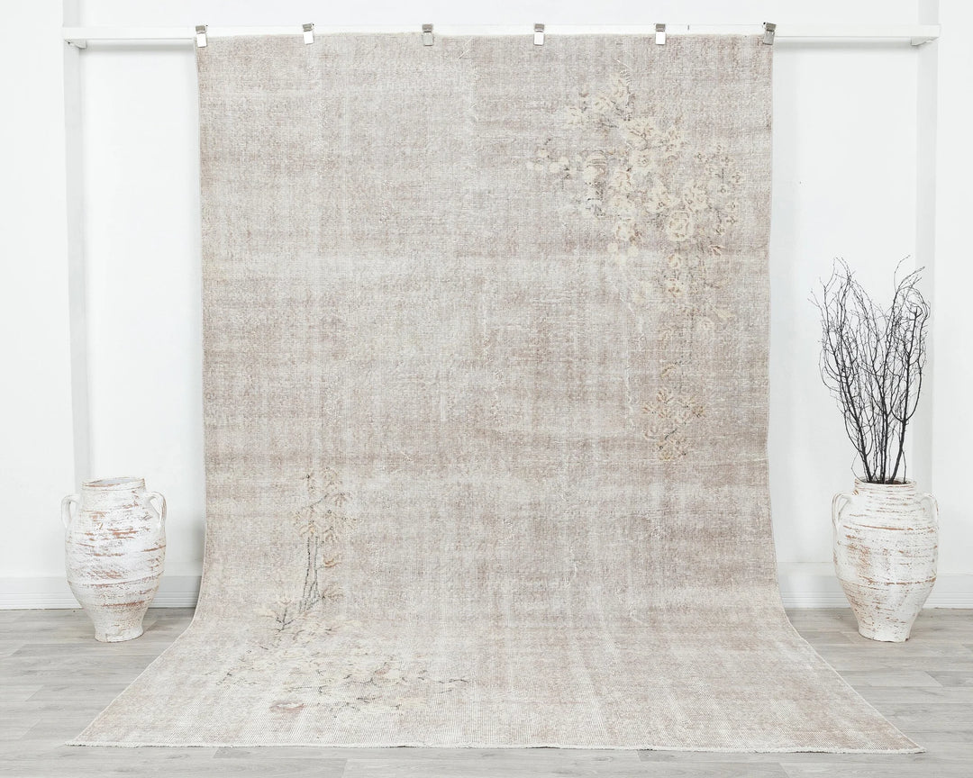 Gray Turkish Oushak Rug 6' 7" x 10' 1" Hand-Knotted