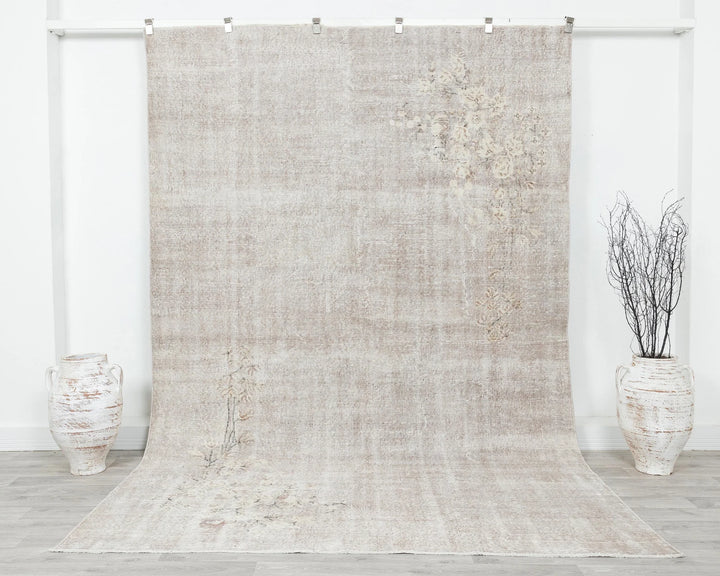 Gray Turkish Oushak Rug 6' 7" x 10' 1" Hand-Knotted