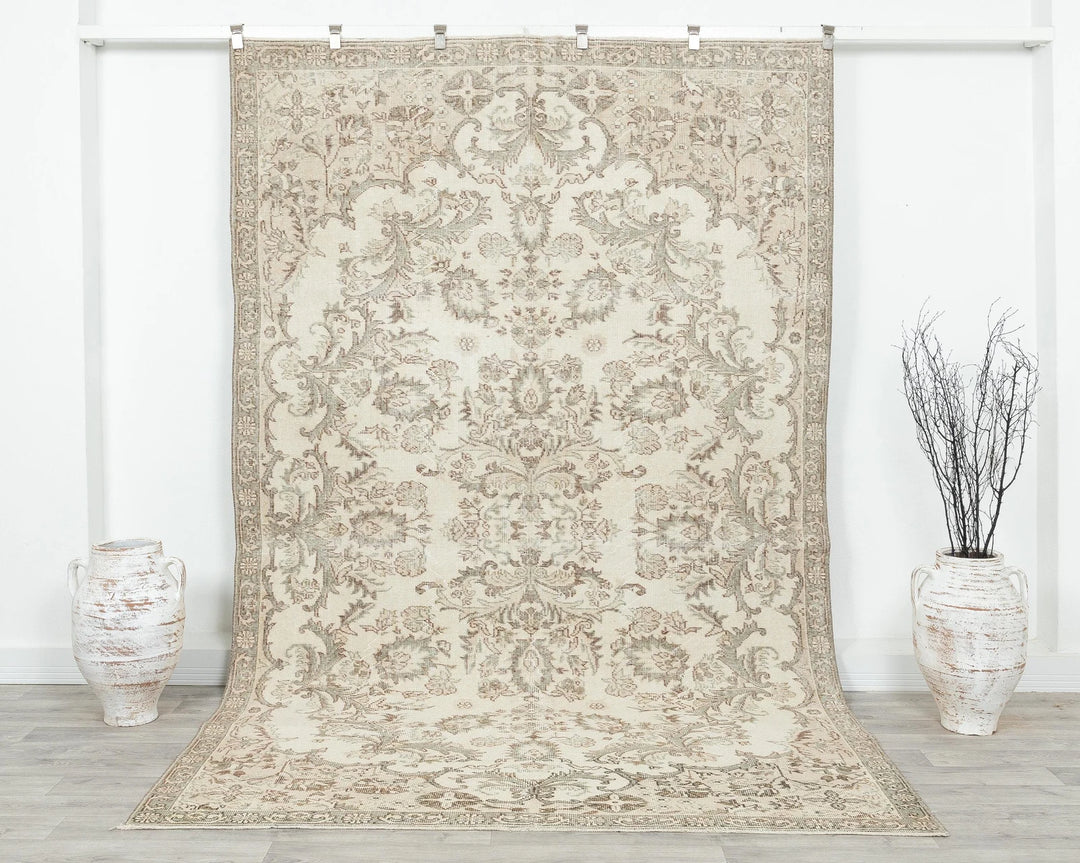Multicolor Turkish Oushak Rug 6' 3" x 9' 9" Hand-Knotted