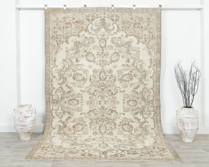 Multicolor Turkish Oushak Rug 6' 3" x 9' 9" Hand-Knotted