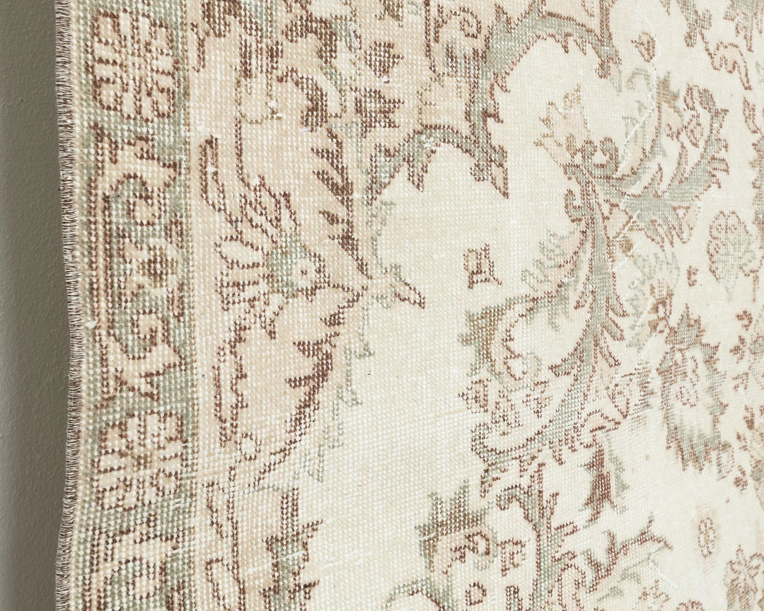 Multicolor Turkish Oushak Rug 6' 3" x 9' 9" Hand-Knotted close-up