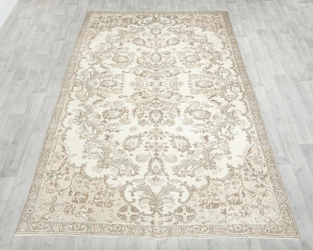 Multicolor Turkish Oushak Rug 6' 3" x 9' 9" Hand-Knotted reverse