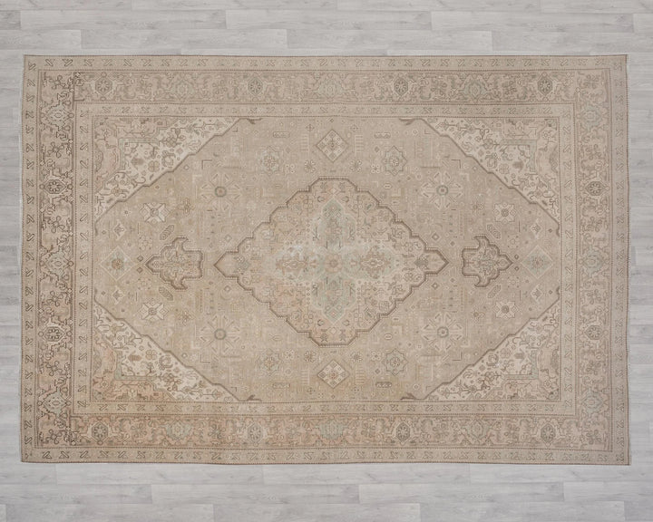 Beige Turkish Oushak Rug 8' 2" x 11' 4" Hand-Knotted | No. VR62908