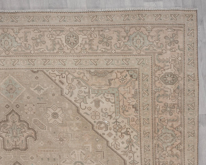 Beige Turkish Oushak Rug 8' 2" x 11' 4" Hand-Knotted | No. VR62908