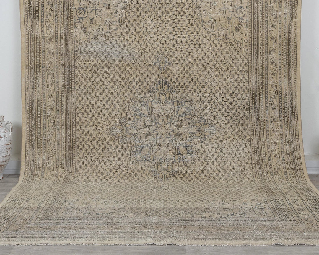 Multicolor Turkish Oushak Rug 7' x 11' Hand-Knotted detail