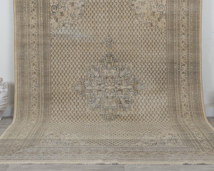 Multicolor Turkish Oushak Rug 7' x 11' Hand-Knotted detail