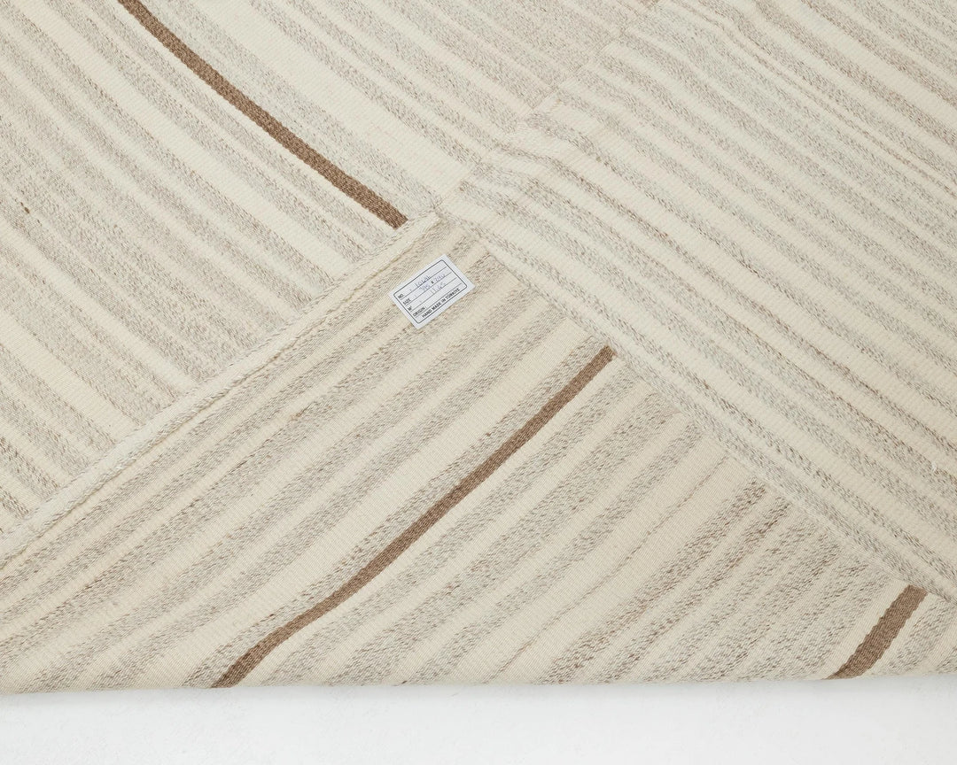 Beige Turkish Kilim Rug 9' 6" x 13' Flat-Weave | No. VR63073